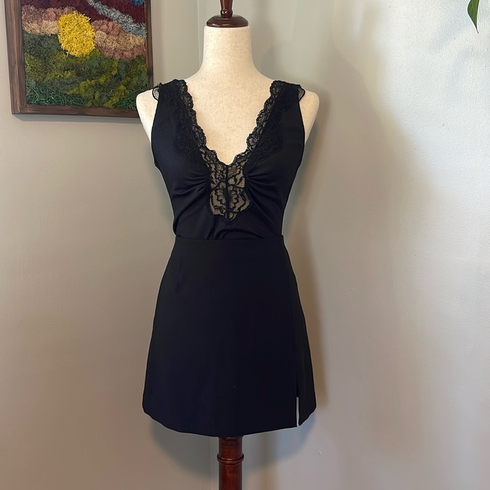 Free People Black Lace Bodysuit